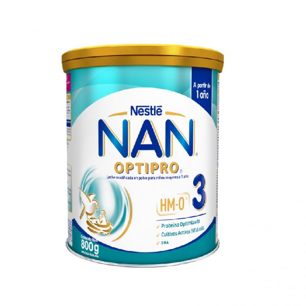 NAN 3 OPTIPRO LECHE ENVASE X 800 GR